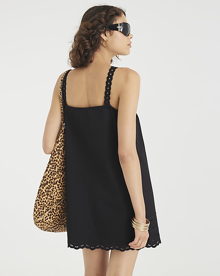 Black Sleeveless Cut Out Mini Shift Dress