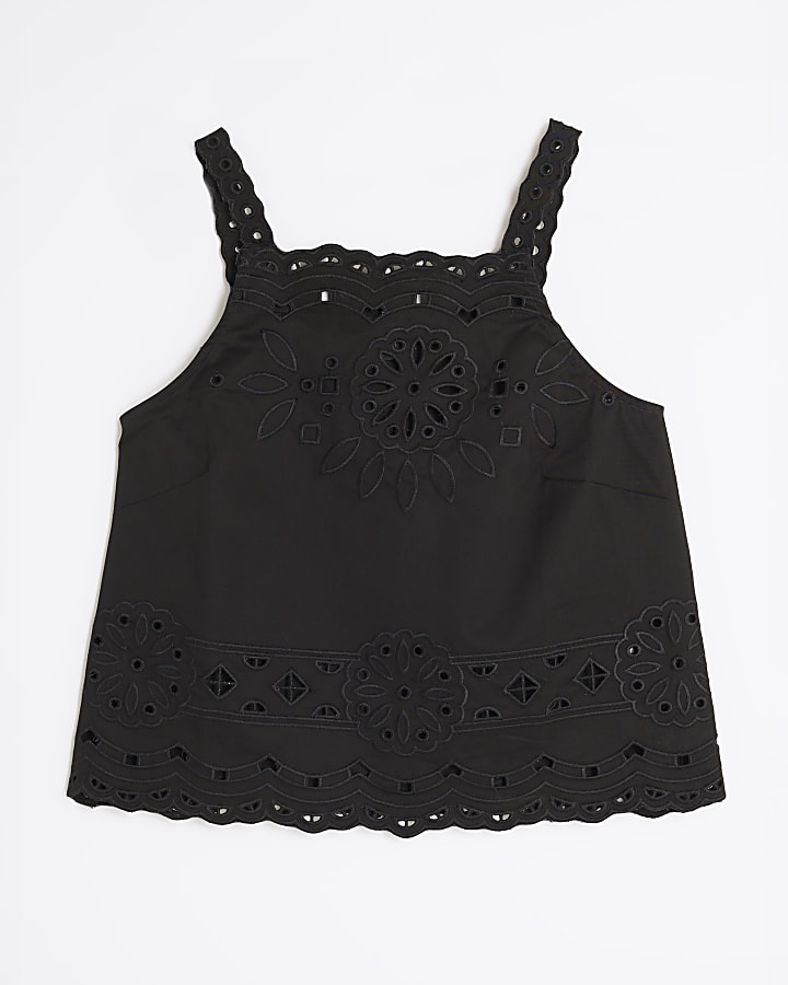 Black Sleeveless Cut Out Cami Top