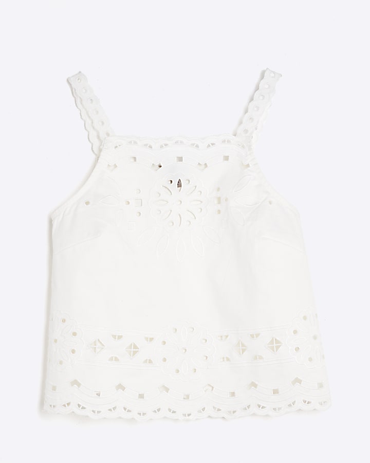 White Sleeveless Cut Out Cami Top