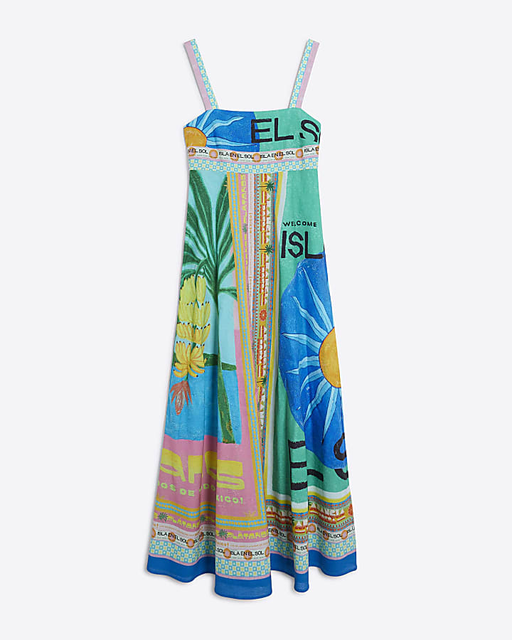 Blue Atlas Printed Maxi dress