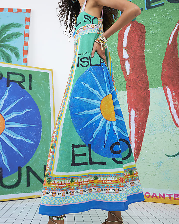 Blue Atlas Printed Maxi dress
