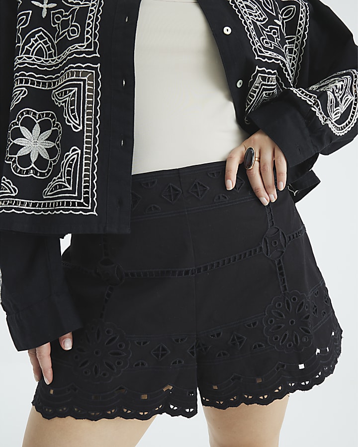 Black Cutwork Shorts