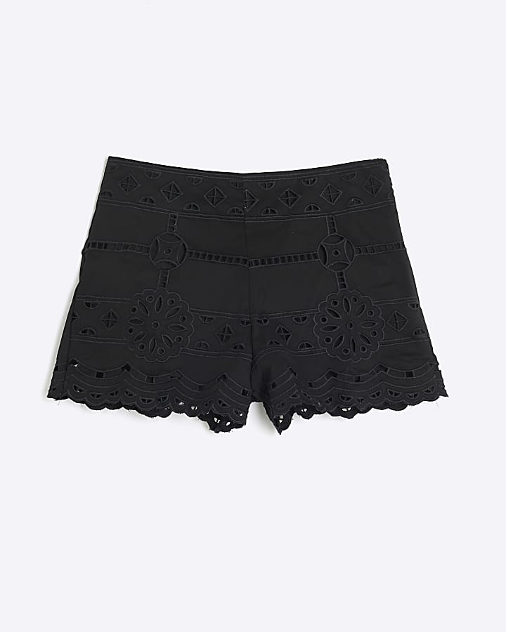 Black Cutwork Shorts