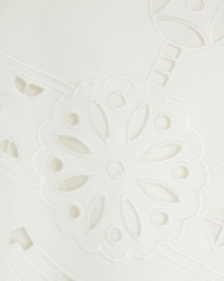 White Cutwork Shorts