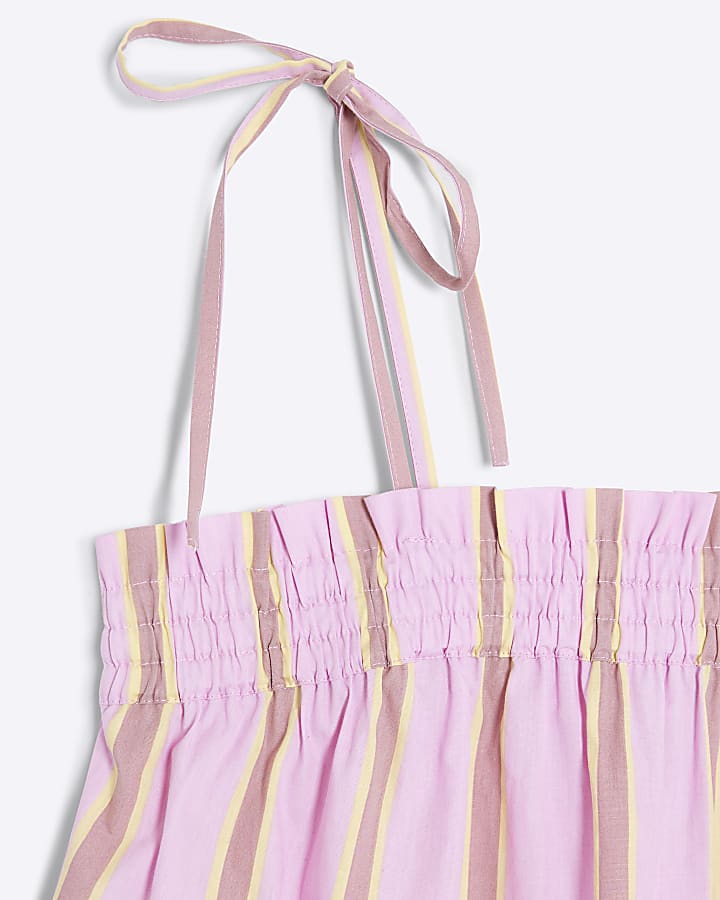 Pink Sleeveless Striped Cami Top