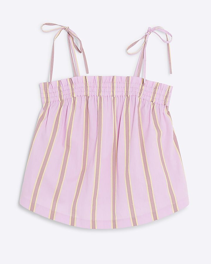 Pink Sleeveless Striped Cami Top