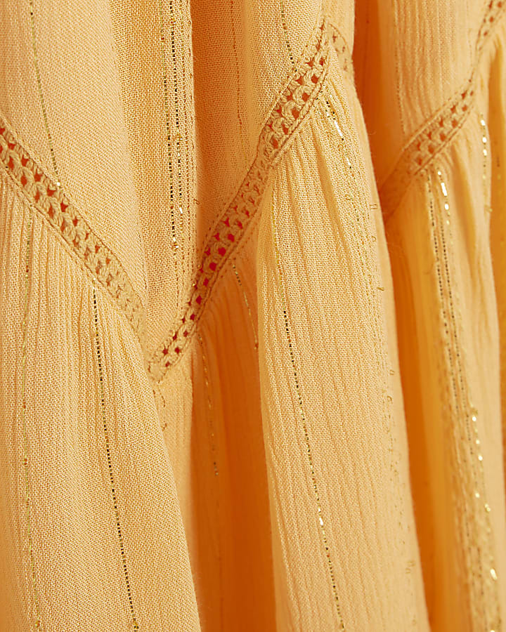 Orange Frilled Sleeveless Mini Beach Dress