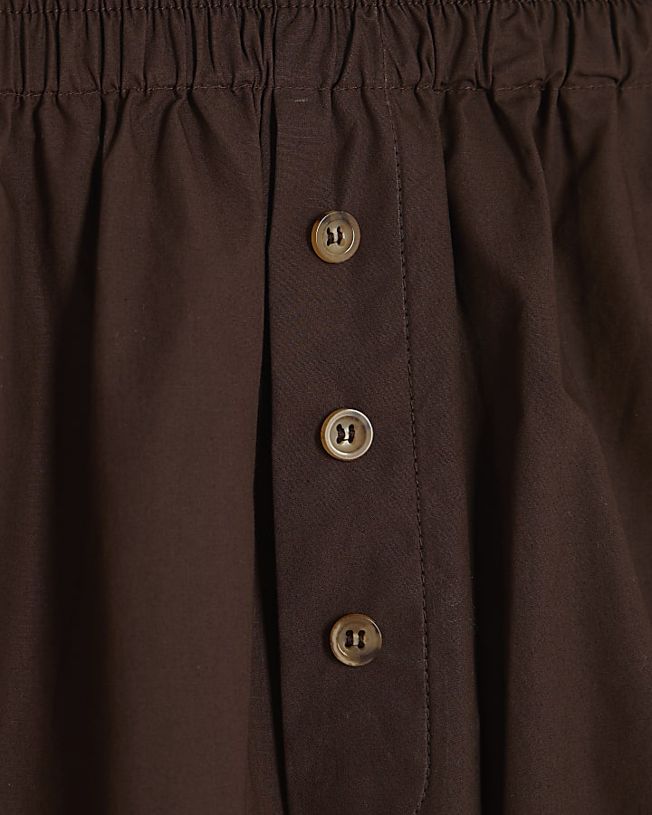 Brown Pull on Button Shorts