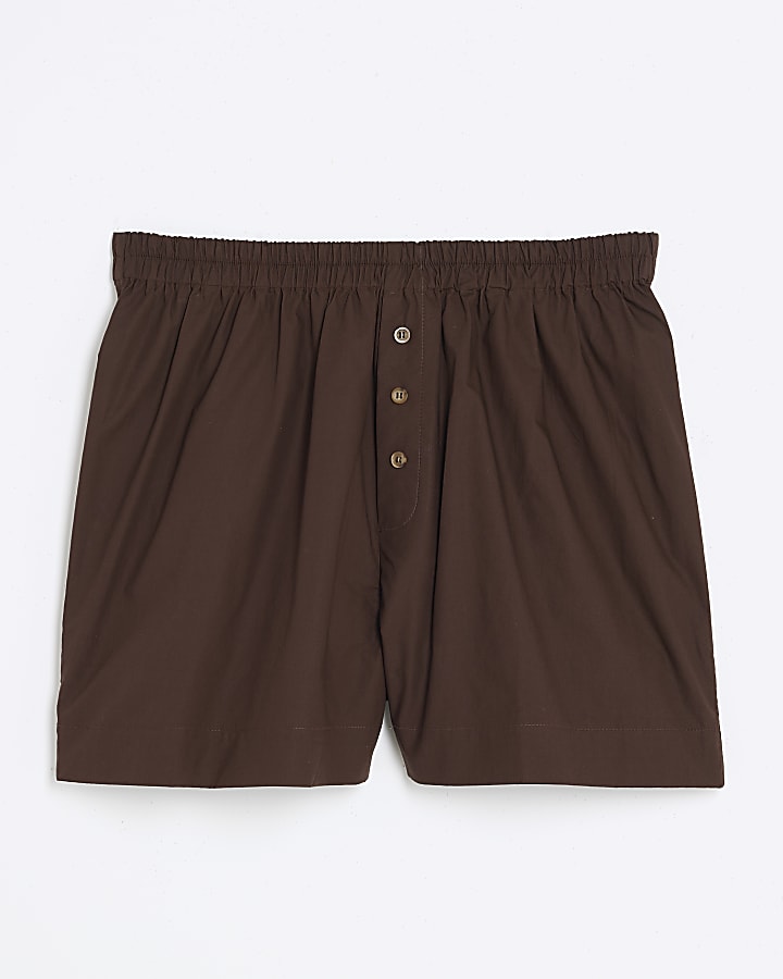 Brown Pull on Button Shorts