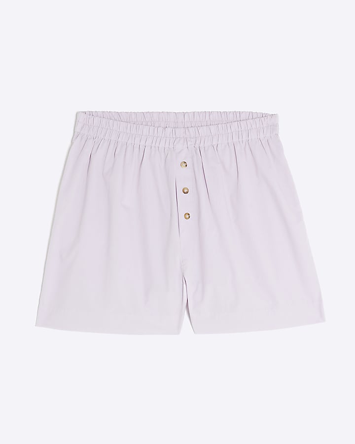 Purple Pull On Button Shorts