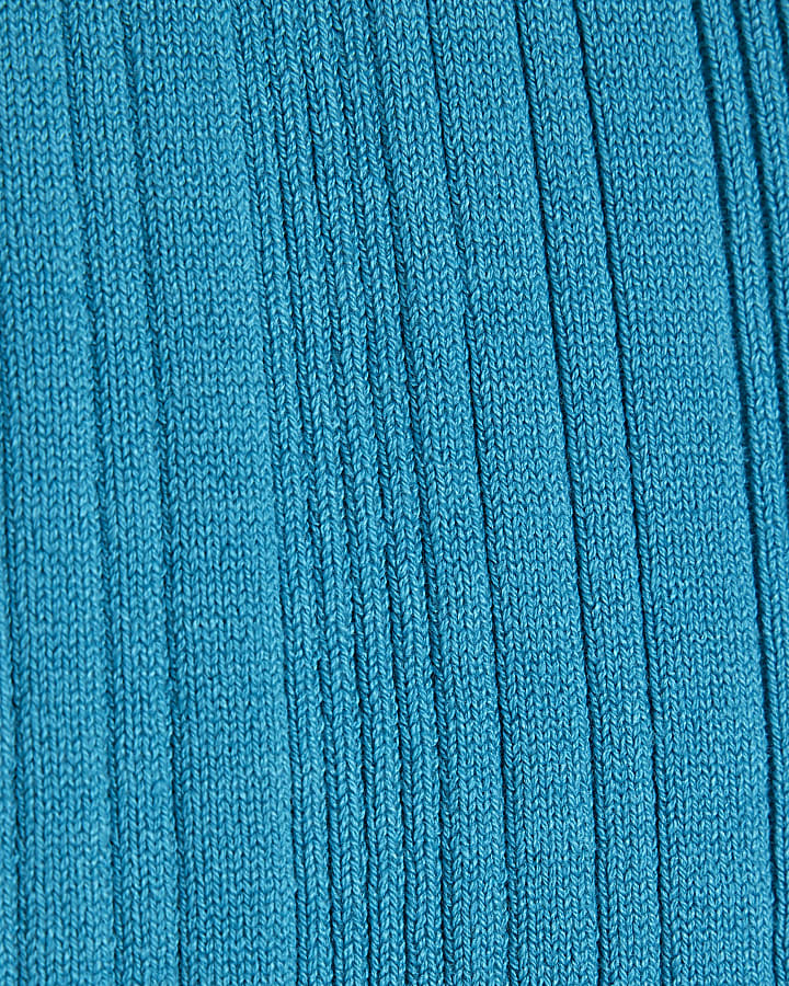 Blue Buckle Strap Knit Vest Top