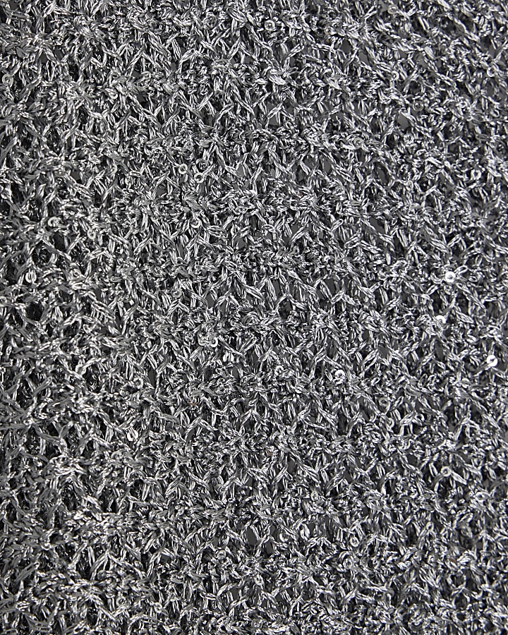 Silver Sequin Knit Top