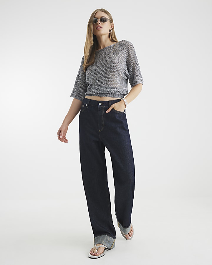 Silver Sequin Knit Top