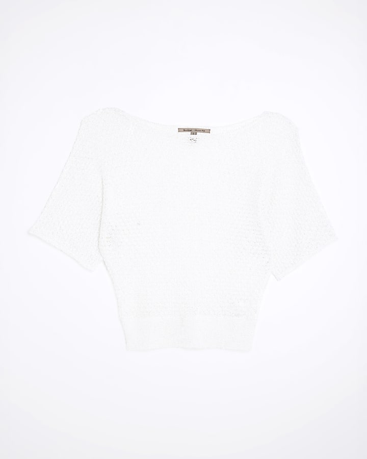 White Sequin Knit Top