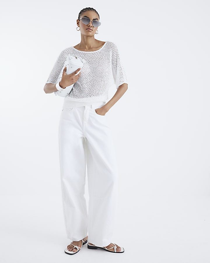 White Sequin Knit Top