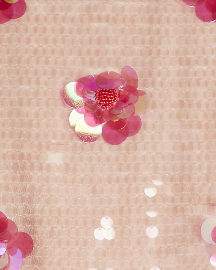 Pink Sequin Floral Embroidered top