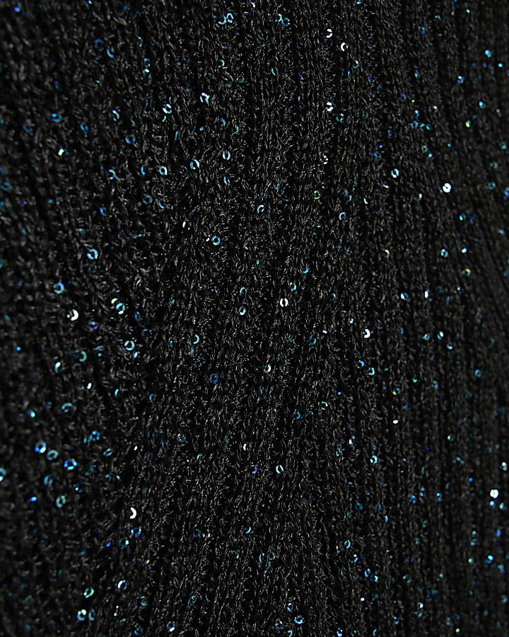 Black Sequin Knit Vest