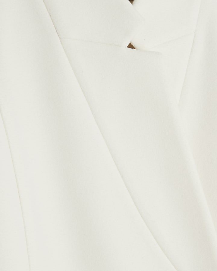 Cream Notch Collar Belted Wrap Coat