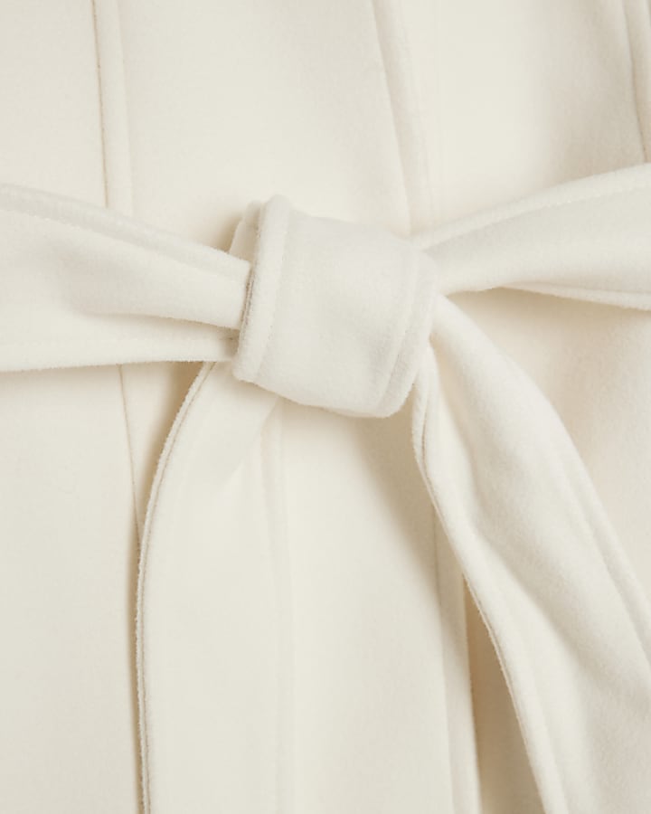 Cream Short Belted Wrap Coat