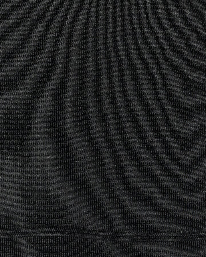 Black Knit Peplum Hem Midi Dress