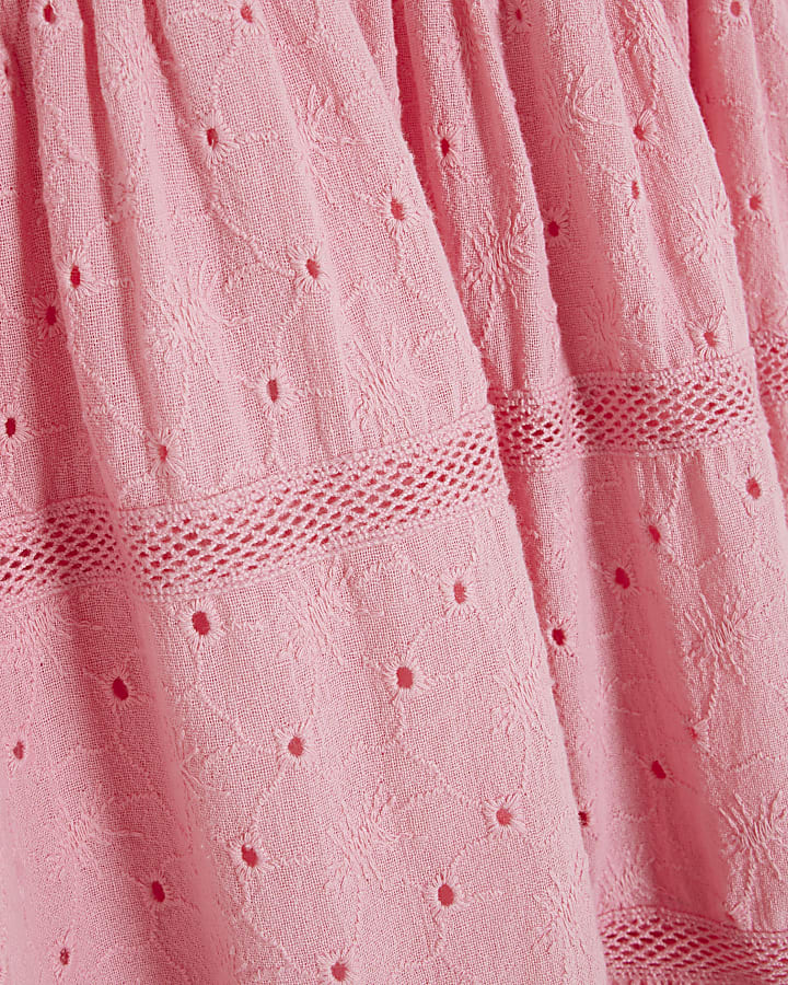 Pink Broderie Sleeveless Mini Dress