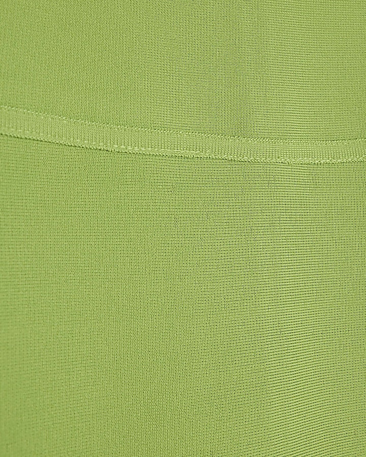 Petite Green Bardot Asymmetric Midi Dress