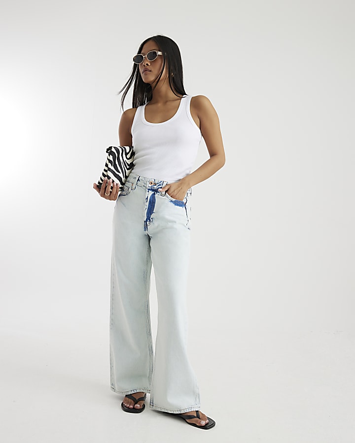 Petite Blue Relaxed Straight Leg Jeans