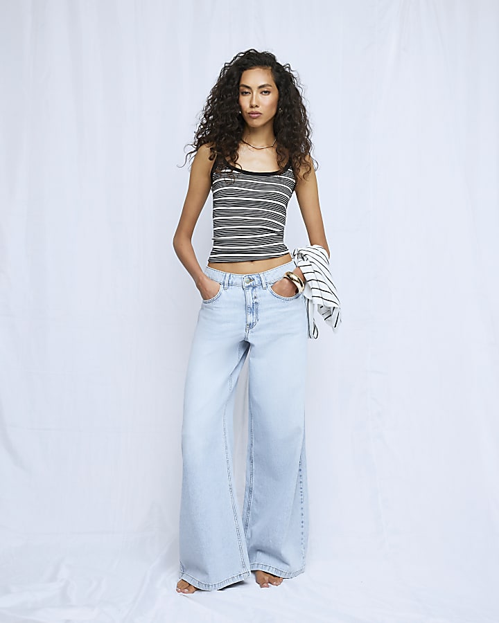 Black Stripe Sleevless Cami Top