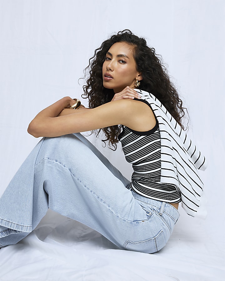 Black Stripe Sleevless Cami Top