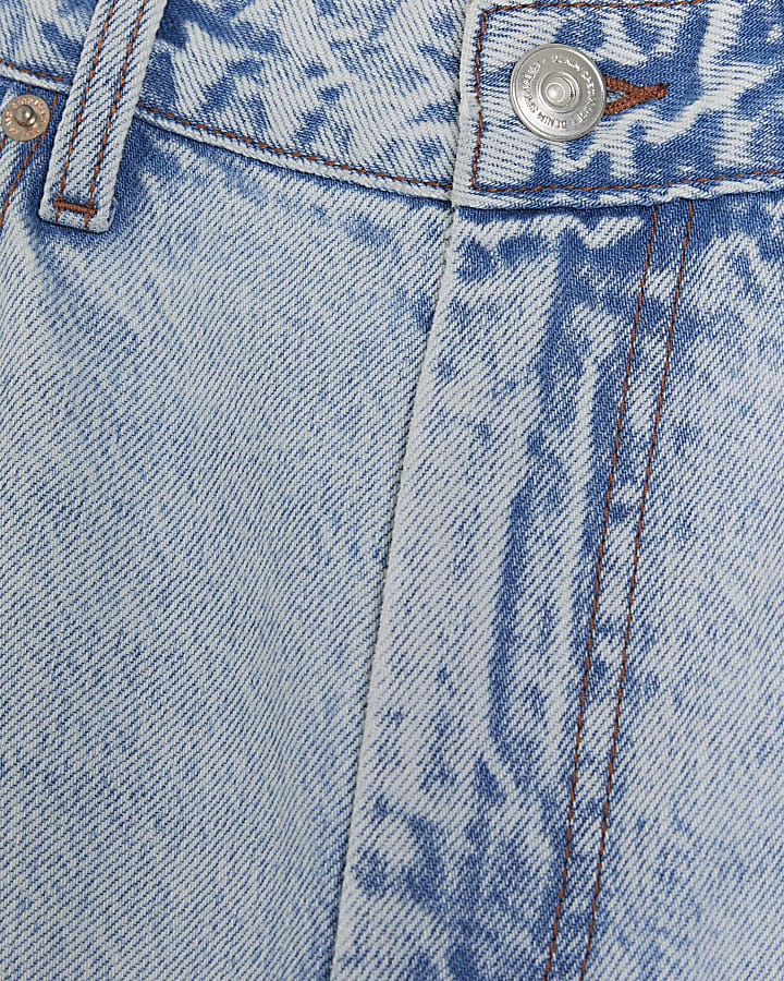 Blue Relaxed Straight Leg Jeans