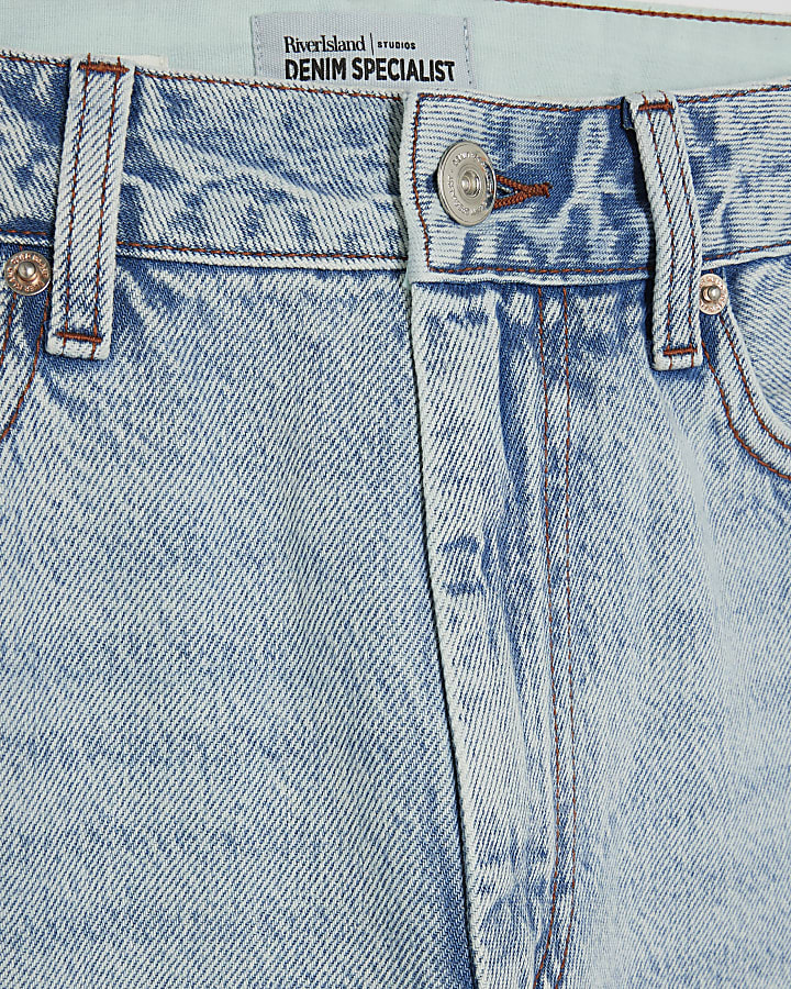 Blue Relaxed Straight Leg Jeans