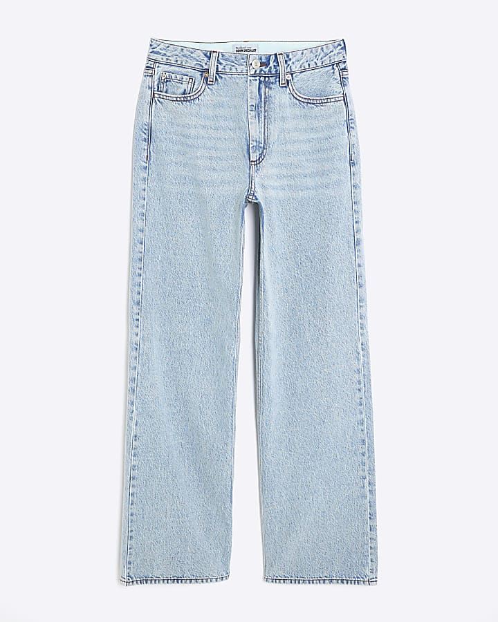 Blue Relaxed Straight Leg Jeans
