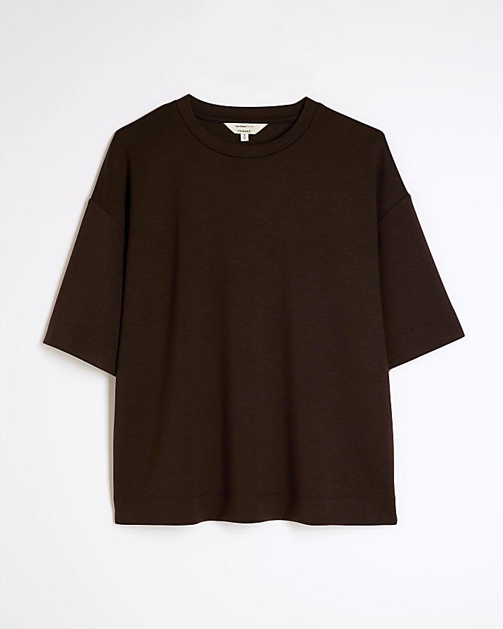 Brown Short Sleeve Boxy T-shirt