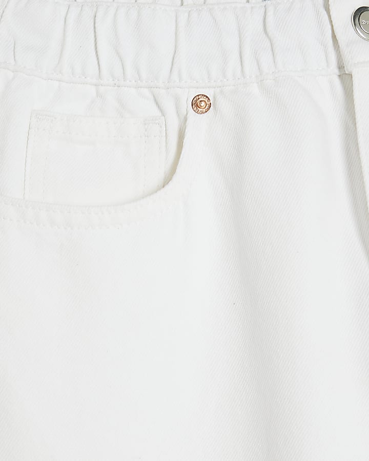 White Elasticated Barrel Leg Jeans