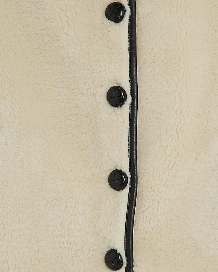 Cream Borg Button Gilet