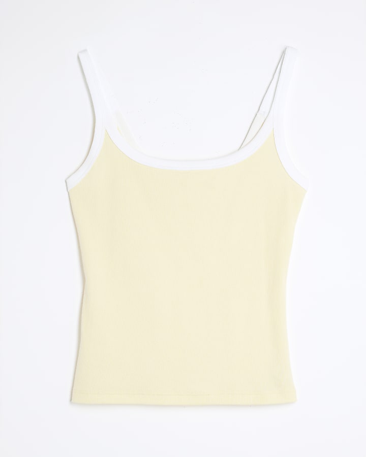 Yellow Sleeveless Ribbed Cami Top