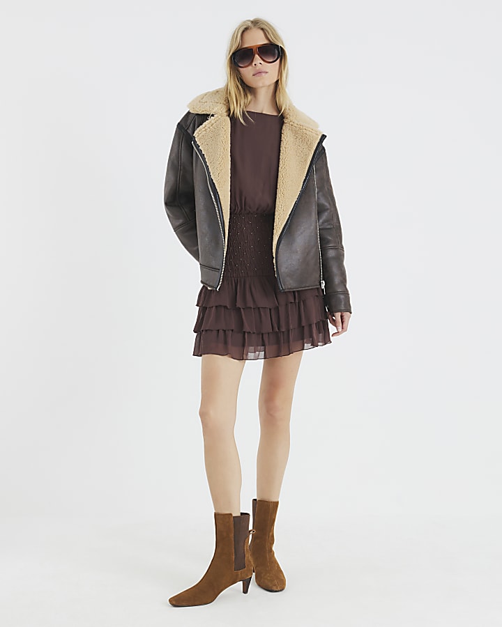 Brown Borg Lined Aviator Jacket