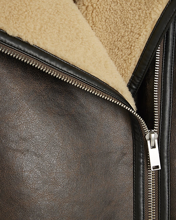 Brown Borg Lined Aviator Jacket