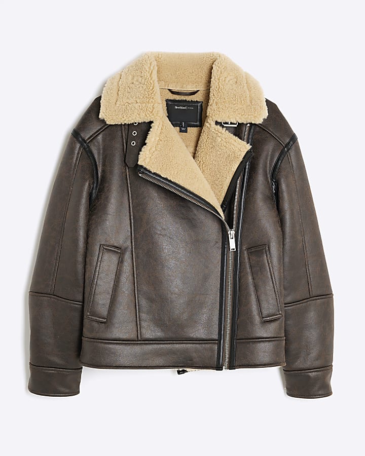 Brown Borg Lined Aviator Jacket