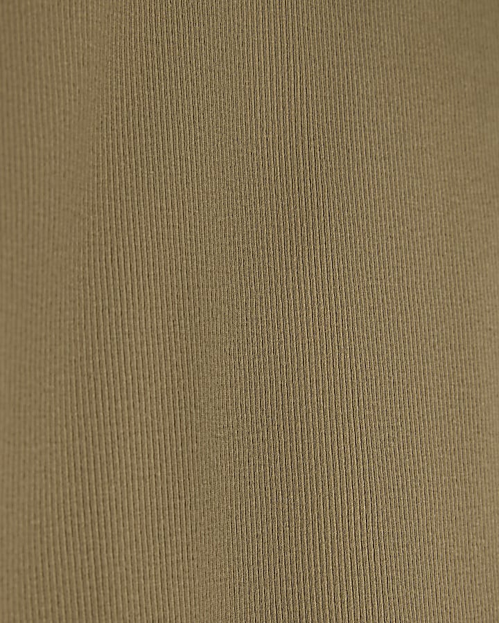 Khaki Sleeveless Ribbed Cami Top