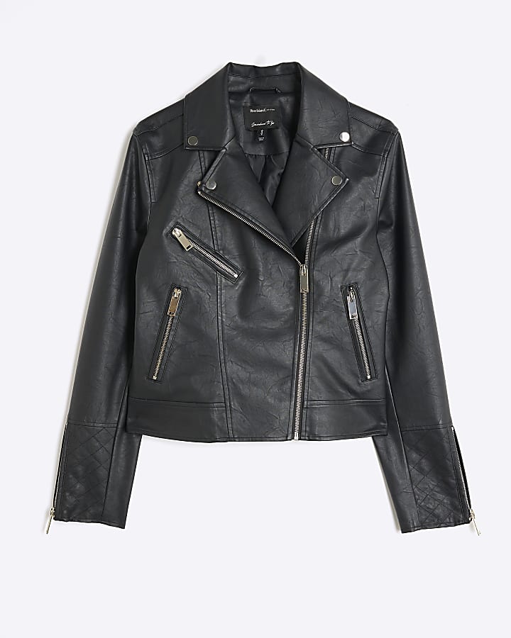 Black Faux Leather Biker Jacket