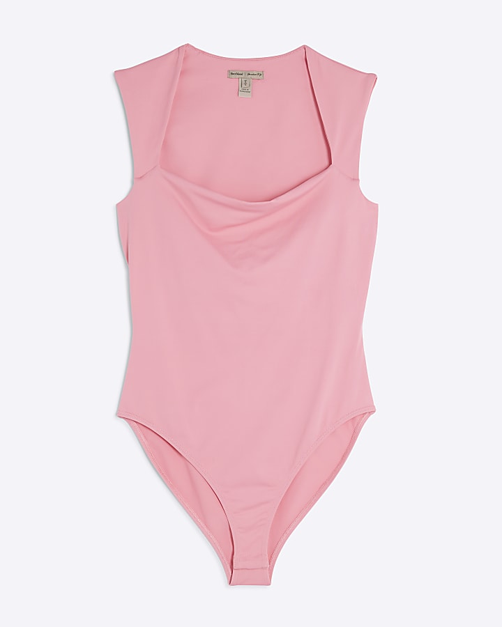 Pink Square Neck Bodysuit