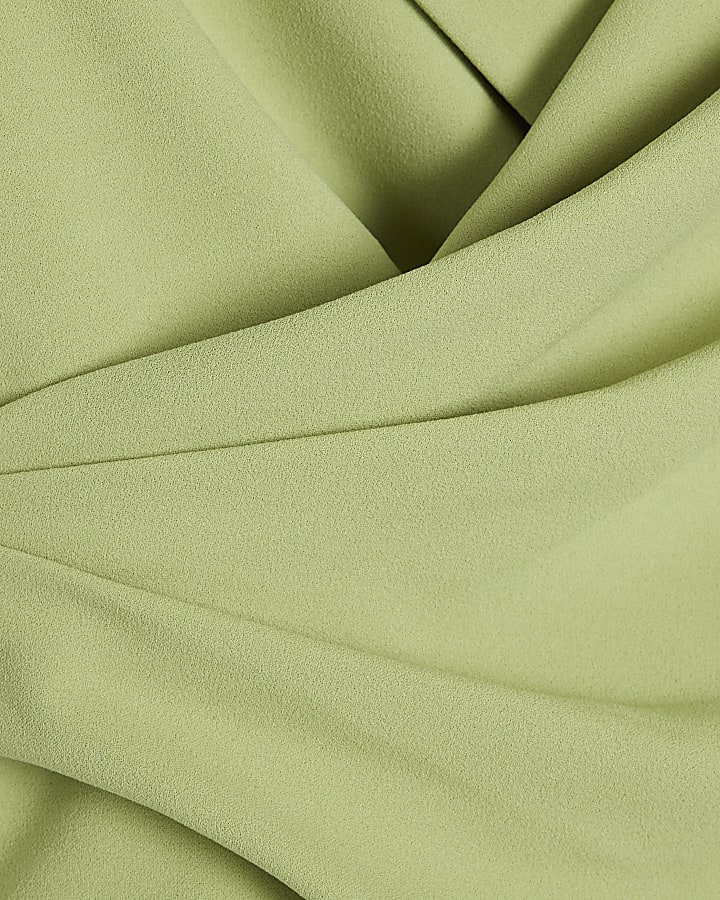 Green Sleeveless Drape Wrap Lapel Top