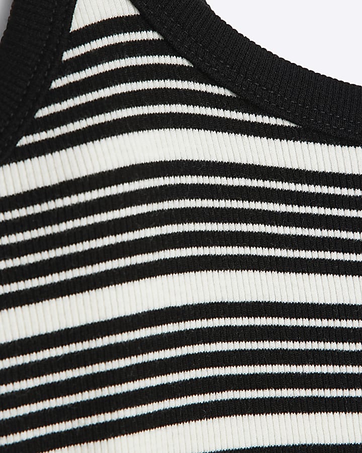 White Sleeveless Stripe Strappy Cami Dress