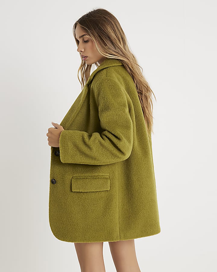 Green Brushed Faux Wool Blazer
