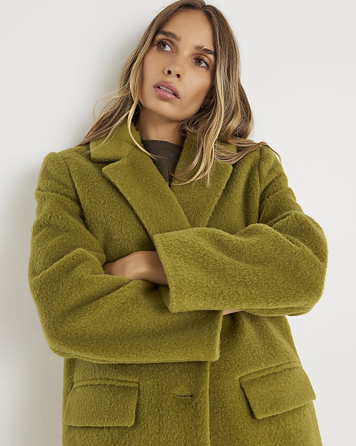 Green Brushed Faux Wool Blazer