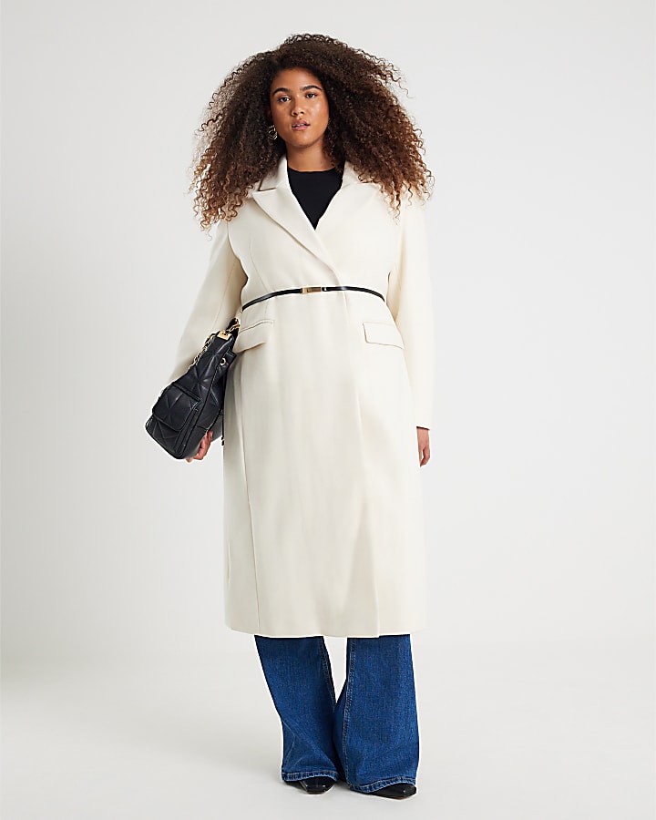 Cream Tailored Belted Coat