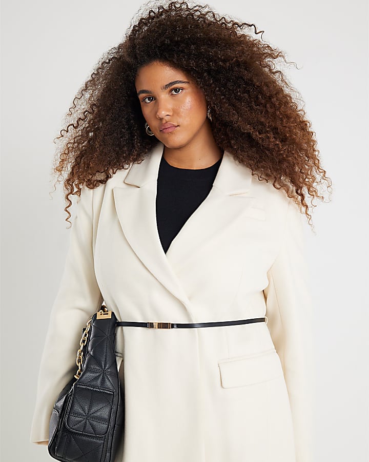 Cream Tailored Belted Coat