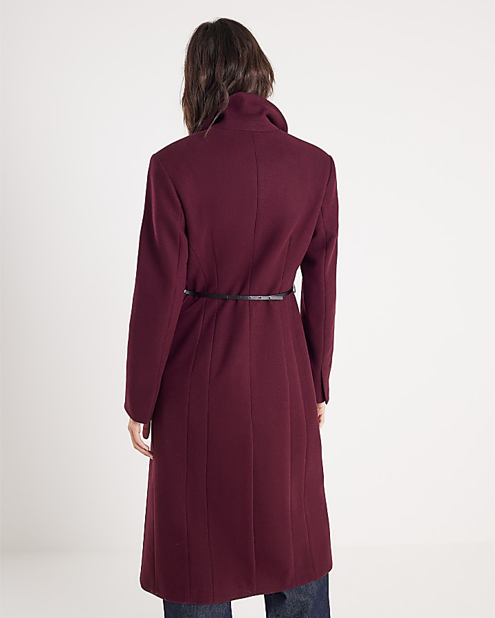 Red Tailored Belted Coat