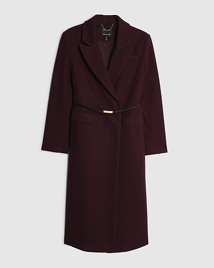 Red Tailored Belted Coat